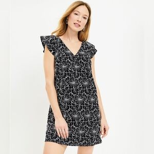 NWT LOFT embroidered black dress size L